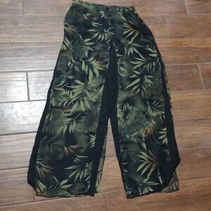 Vintage 8P black tropical trouser pants vacation beach travel